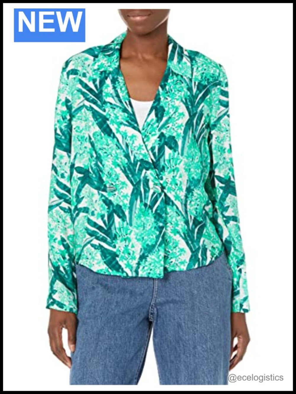 Fluid Viscose Double Button Blazer Top Long Sleeve